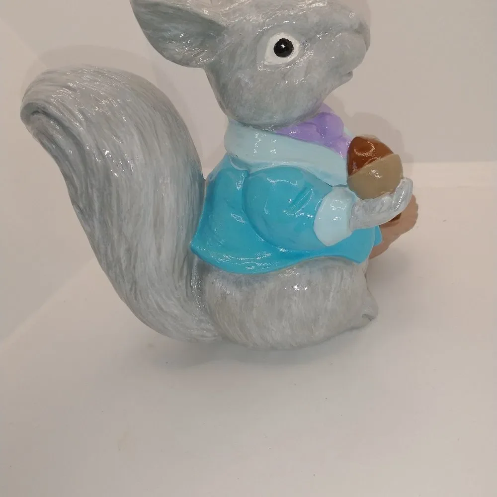 Hand Crafted Vintage Ceramic Squirrel with Acorns in a Basket